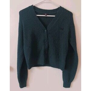 Vans Womens Cardigan Sweater Size X Small Green Soft Fuzzy